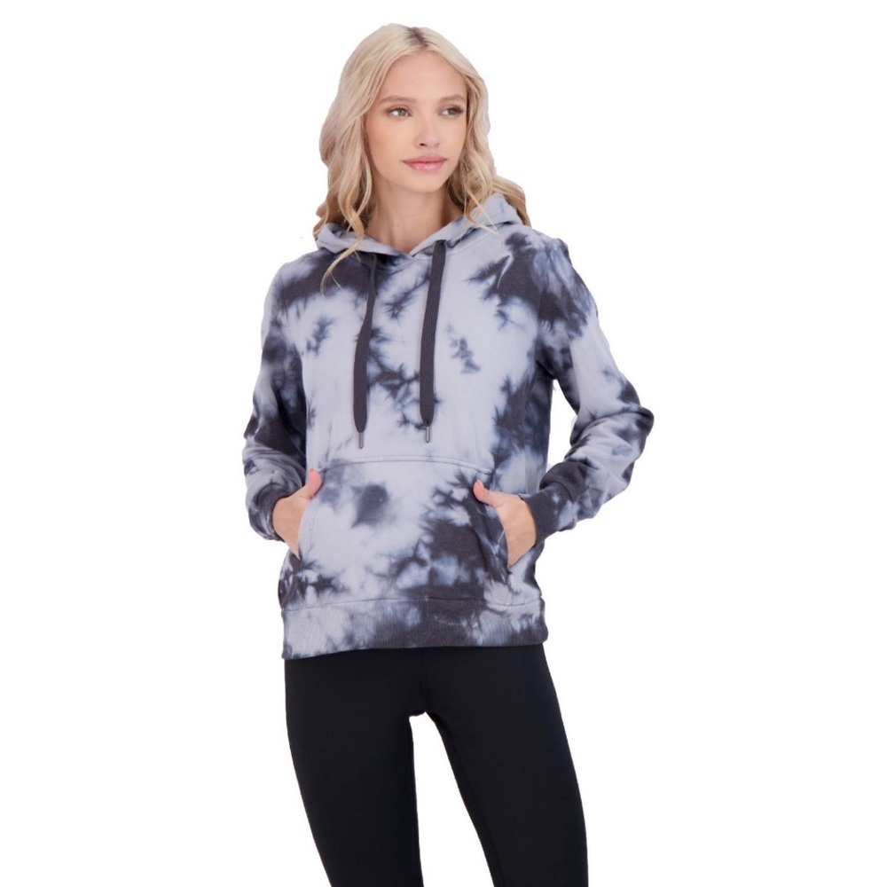 90 Degree By Reflex Tie-Dye Hoodie in Black and White